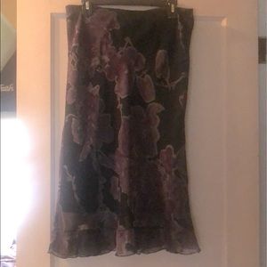 Soft floral sheer skirt with black lining
